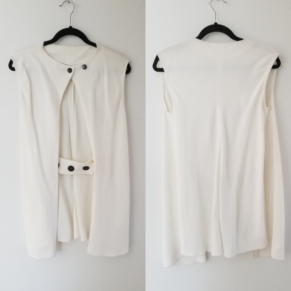 Victoria Beckham martingale ivory cape top size 6
